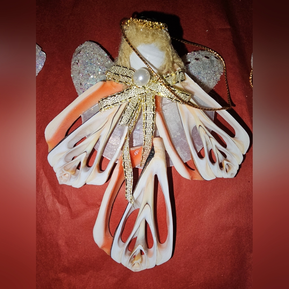 Seashell Folk Art Ornaments Lot Of 10 Beach Ocean Decor Native Angels Phillipine - Picture 13 of 14